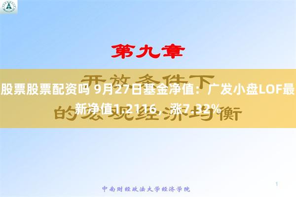 股票股票配资吗 9月27日基金净值：广发小盘LOF最新净值1